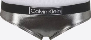 Zmyselné lesklé strieborné plavky Calvin Klein