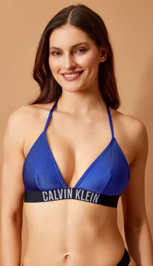 Modrá trojuholníková plavková podprsenka Calvin Klein